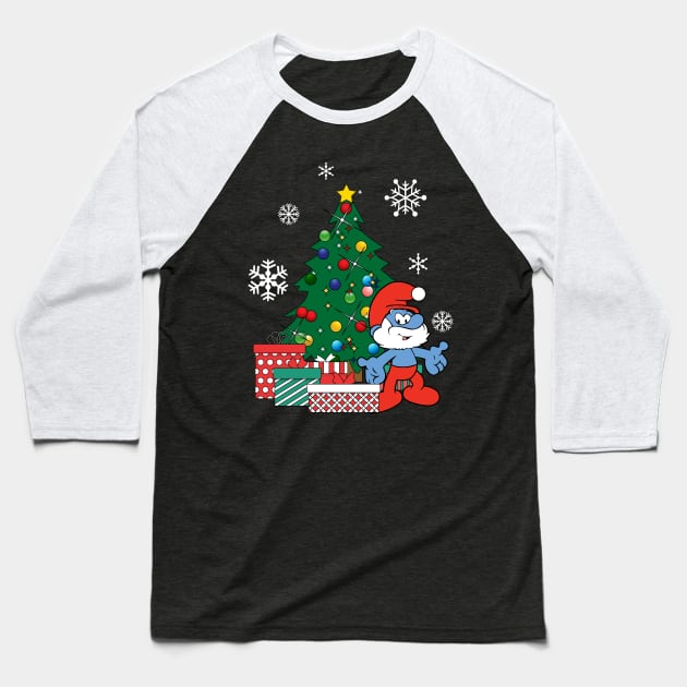 Papa Smurf Around The Christmas Tree Baseball T-Shirt by Nova5